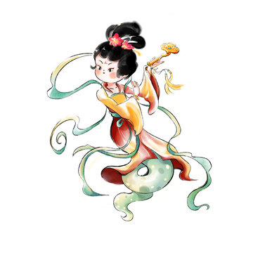 蛇年门神插画元素
