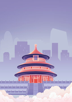 国潮风天坛插画