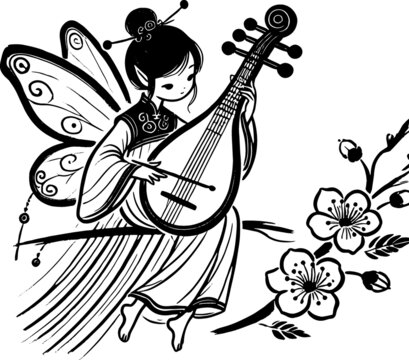 玄幻小说插画仙女白描1