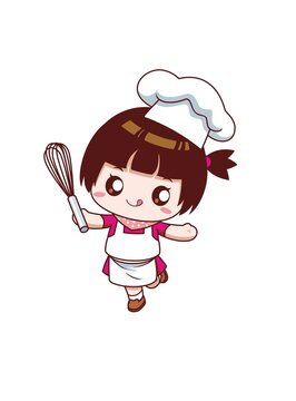 卡通可爱女孩烘焙师形象矢量图