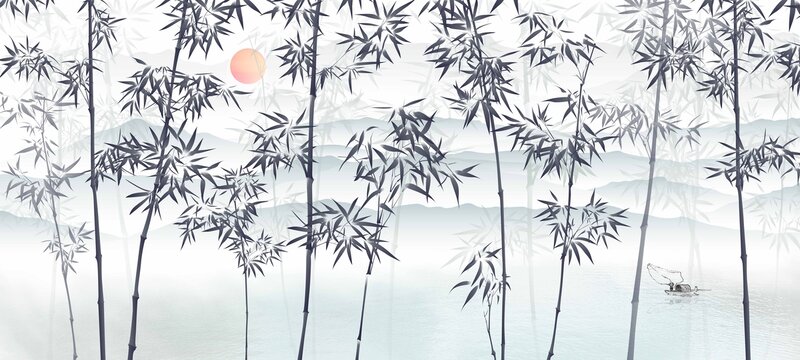 新中式水墨竹子装饰画
