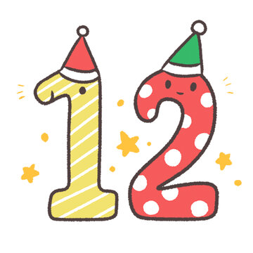 卡通手绘数字12Gif动图