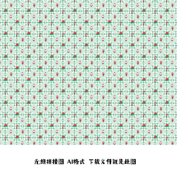 圣诞节格子圣诞老人圣诞权杖棒棒糖四方图
