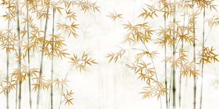 新中式意境竹子背景装饰画