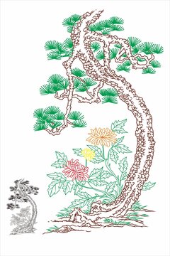 菊花松树图