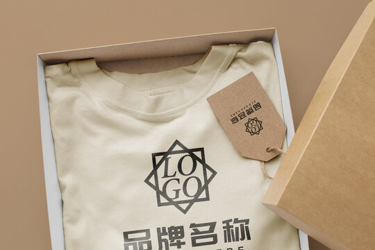 服装样机T恤logo样机吊牌