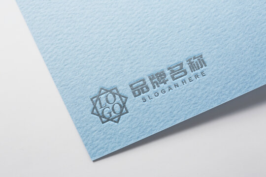 蓝色卡纸logo样机