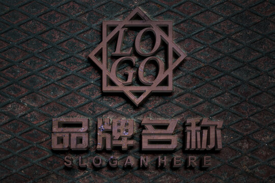 铁艺logo样机井盖背景