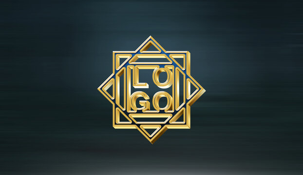 金色立体字logo样机