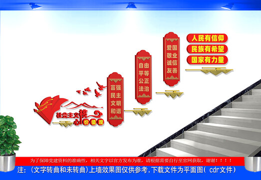 社会主义核心价值观楼梯文化墙