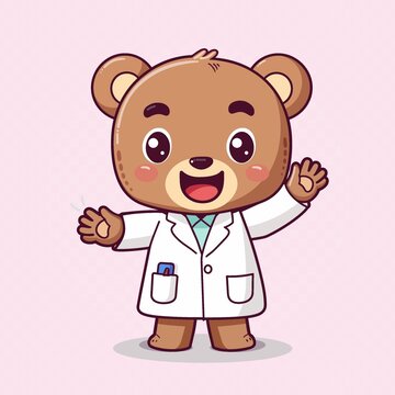 卡通医生小熊插画