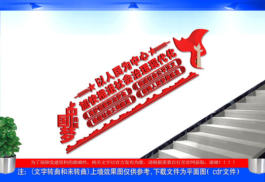 以人民为中心楼梯文化墙