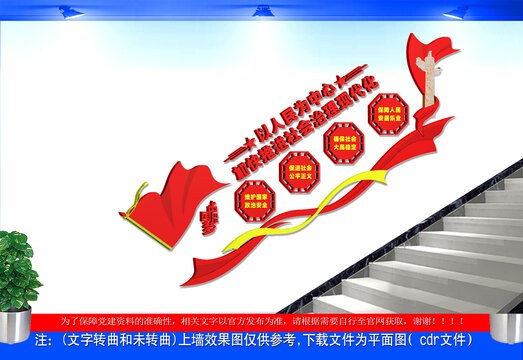 以人民为中心楼梯文化墙