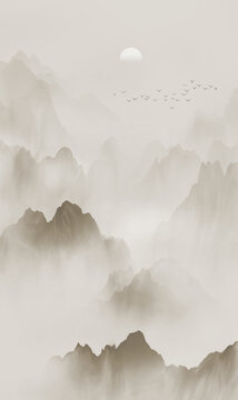 竖幅山水画
