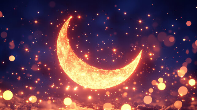 夜空中燃烧的弯月