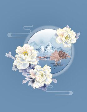 手绘牡丹花