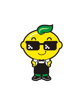 卡通可爱柠檬先生形象矢量图