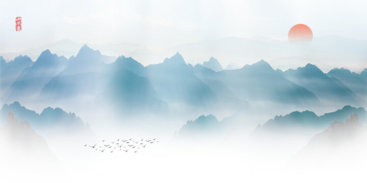 简约山水画
