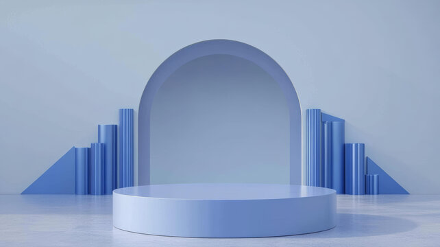 抽象浅蓝色几何产品展示台