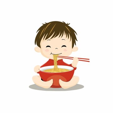 吃面的人插画