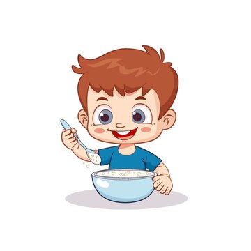 吃饭的小孩插画