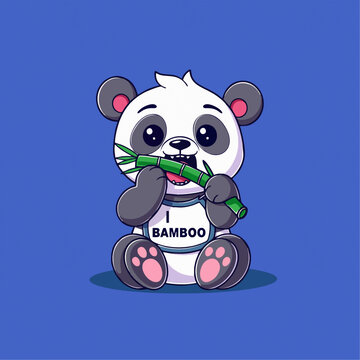可爱熊猫竹子矢量Q版卡通插画