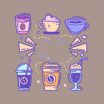 可爱咖啡矢量Q版卡通插画