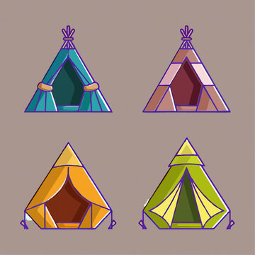 可爱帐篷矢量Q版卡通插画
