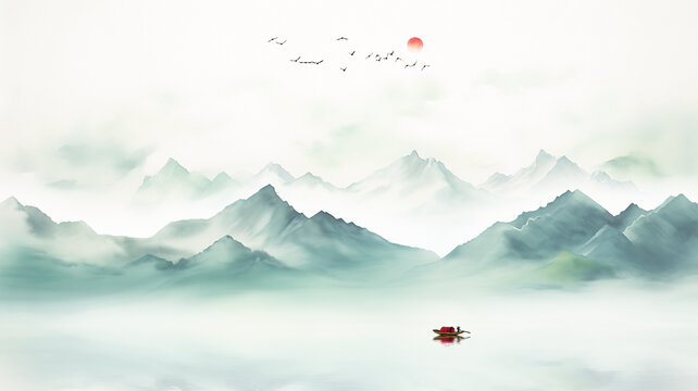 意境水墨山水画