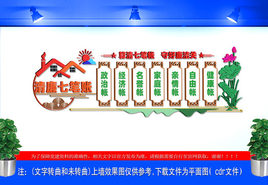 清廉七笔账文化墙