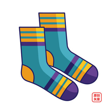 矢量插图服装服饰一双袜子