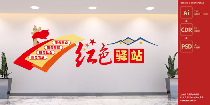 红色驿站文化墙