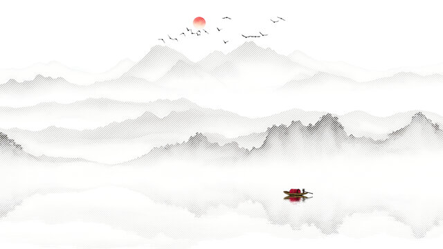 客厅山水画背景
