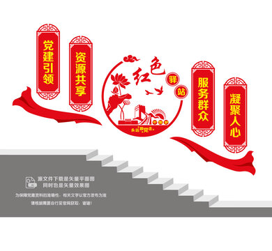 红色驿站楼道党建墙
