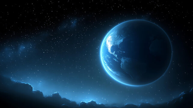 宇宙中闪耀的夜间地球