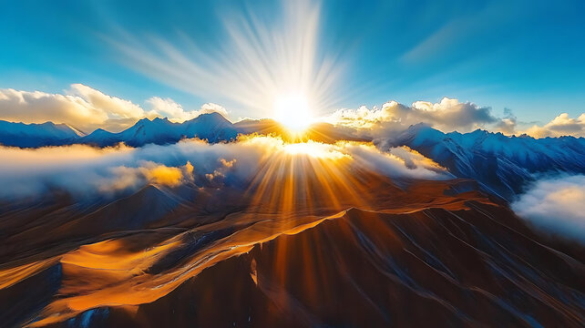 壮丽雪山日落日出美景