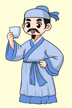 卡通诗人喝酒