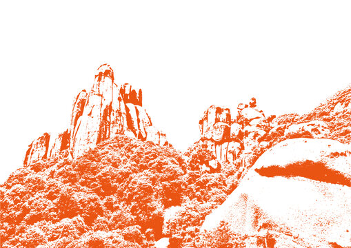太姥山太姥娘娘古建筑底纹素描版画矢量图
