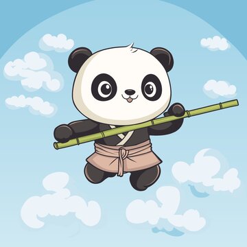 卡通练武熊猫