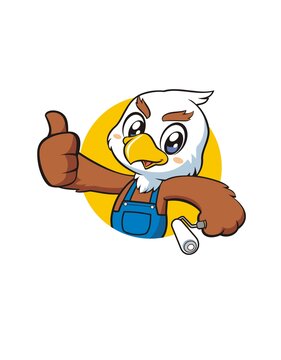 卡通可爱小鹰装修工头像矢量图