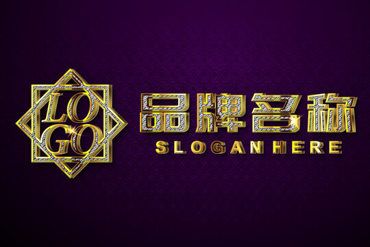 镶钻金色logo样机