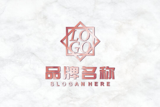 红色不锈钢logo样机