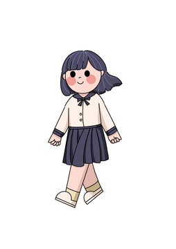 小女生走路