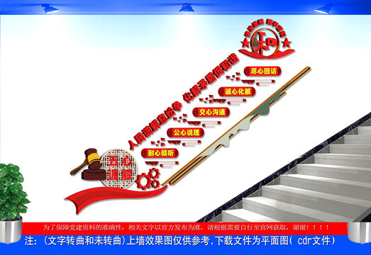 五心调解楼梯文化墙