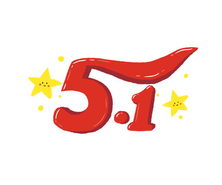 五一数字主题字卡通插画元素