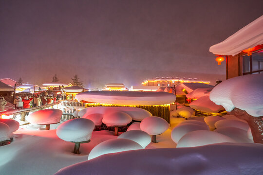 雪蘑菇雪蛋糕雪房子