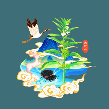 手绘黑芝麻