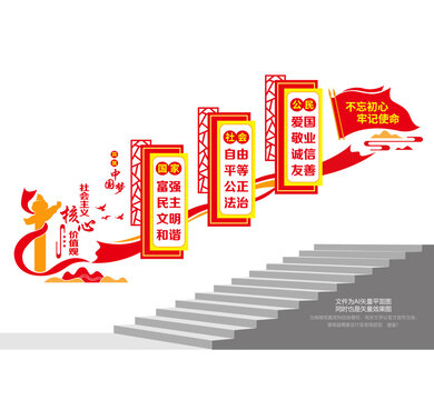 核心价值观楼梯文化墙