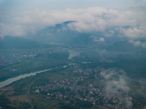 森林山川湖海村落云雾流水大自然航拍