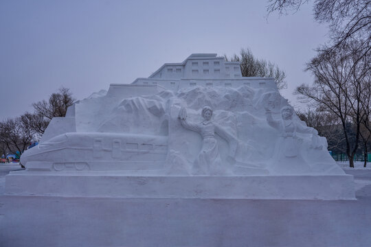 援藏结硕果雪雕